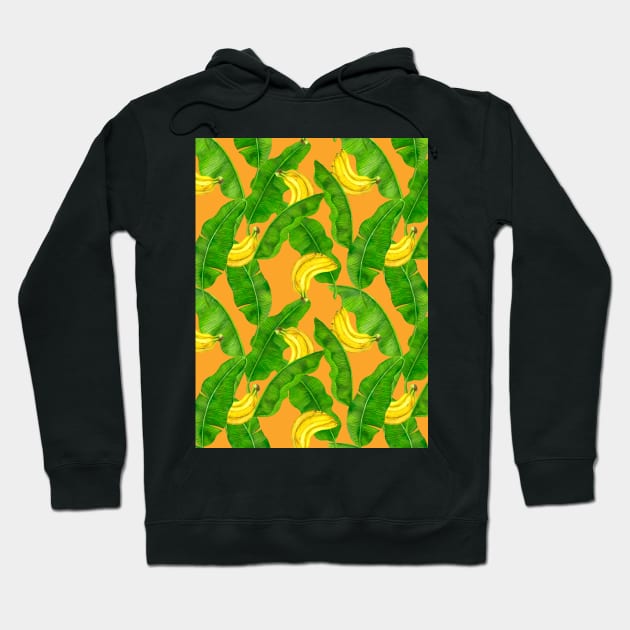 Bananas and leaves watercolor design Hoodie by katerinamk